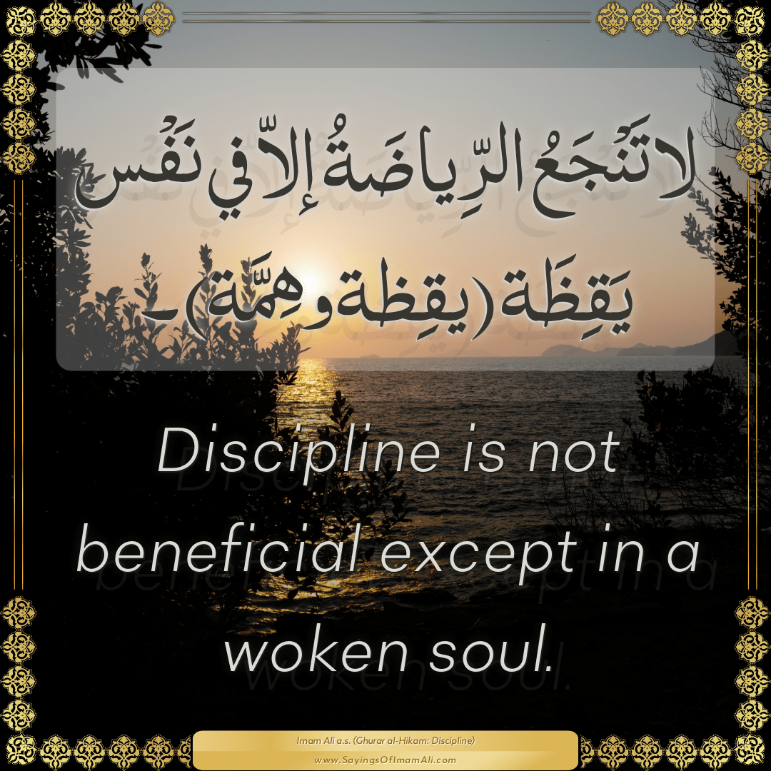 Discipline is not beneficial except in a woken soul.